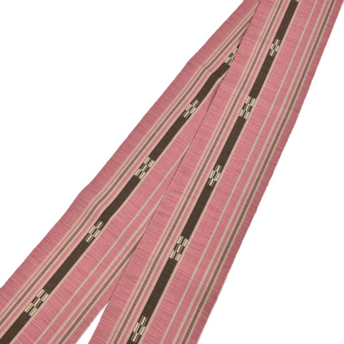 八重山ミンサー 半幅帯 ハーリーピンク｜温かい色合いとシンプルな